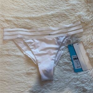 LG White Sheer Addiction Bikini Bottom with Striped Design